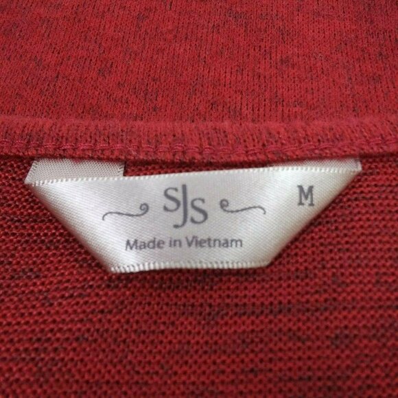 Christmas Novelty Knit Top SJS M Holiday Chic Peace Love Joy Red Bling Sparkle - Picture 6 of 10